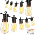 Brightever 150FT Outdoor String Lights, Patio Lights with 45+2 S14 Shatterproof E12 Base LED Bulbs, Outside Hanging Decorative Lights Waterproof for Porch, Balcony, Backyard, Bistro, 2700K Dimmable
