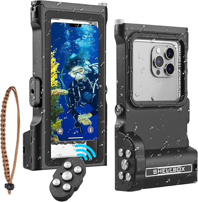 Universal Underwater Diving Phone Case with Bluetooth Controller, IP68 50FT Waterproof for iPhone 17 (Standard Only), iPhone 16/15/14/13/12/11 & Galaxy S25/S24/S23/S22, Black