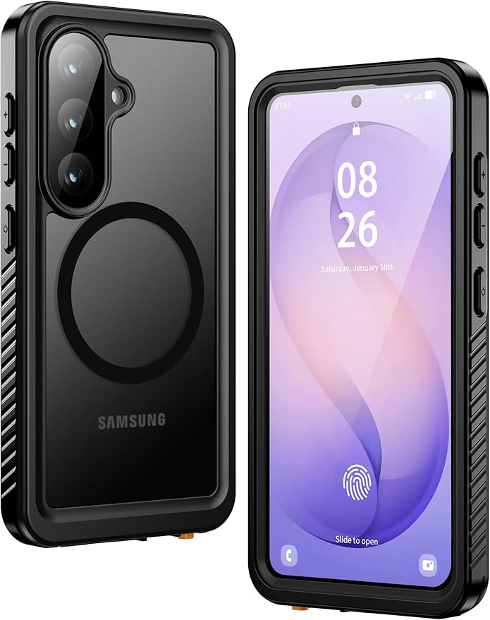 ANTSHARE for Samsung Galaxy S26 Case Waterproof, Built-in Lens & Screen Protector, [Compatible with MagSafe] Shockproof Dropproof Translucent Matte Full Body Phone Case for S26 6.3"- Black