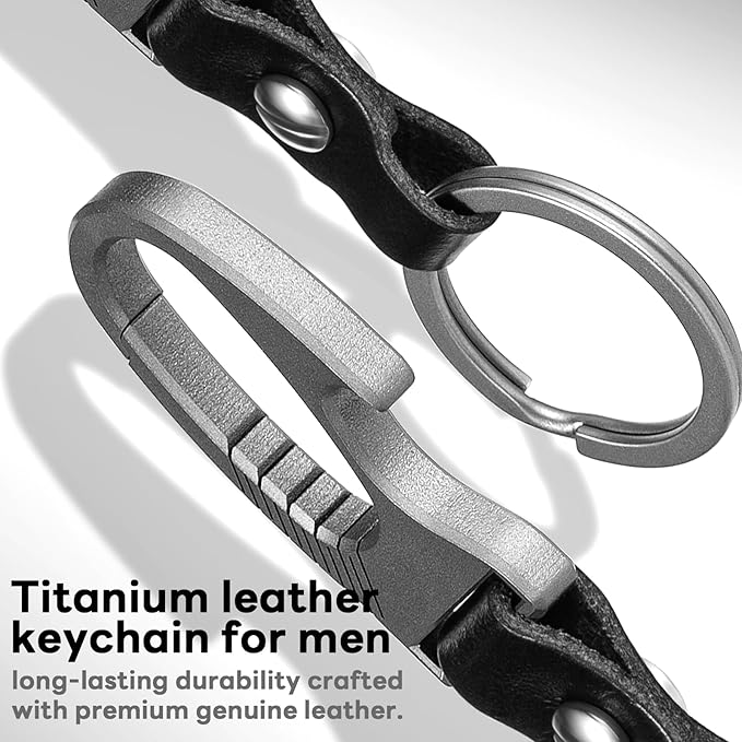 TISUR Titanium Carabiner Keychain Clip, Anti-Lost Key Ring Holder, Self-Locking Metal Gate Clip Key Chain Bottle Opener for Men Women