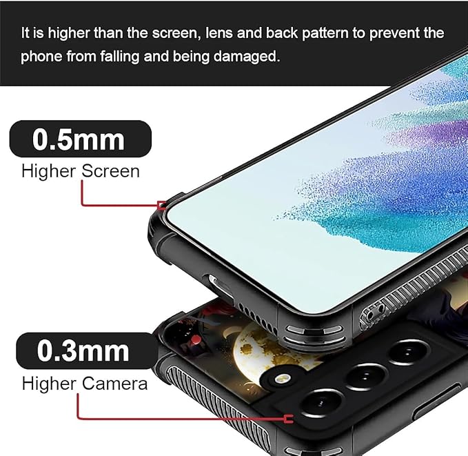 for Samsung Galaxy S22 Plus Case, Black White Wolf Moon Flower Rose Pattern Graphic Design Girl Boy Soft Silicone Hard Acrylic Shock Protection for Samsung Galaxy S22 Plus