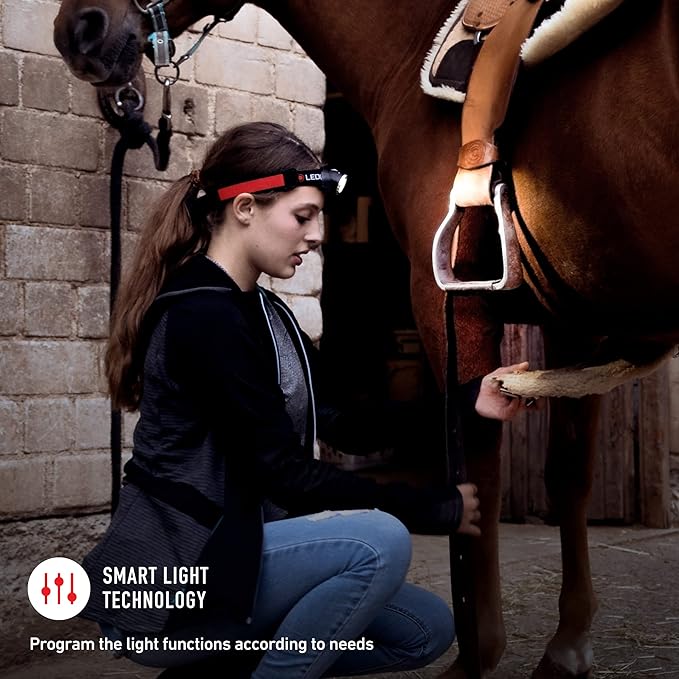 Ledlenser H8R Headlamp - Black, 3000 mAh Li-ion, 158g - 120-Hour Runtime & Rechargeable Flashlight - 600 Lumens Output & LED Headlamp - Red Rear Safety Light & Hardhat Light