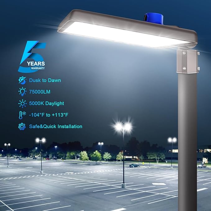 480W LED Parking Lot Light Outdoor,72000LM 100V-277V Dusk to Dawn LED Building Flood Lights Commercial 5000K Slip Fitter Street Pole Lights IP65 Waterproof Large Area Shoebox Barn Lighting