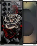 for Samsung Galaxy S25 Ultra Case,Graphic Design for Girl Boy Soft Silicone Hard Acrylic Shock Protection Designed for Samsung Galaxy S25 Ultra Entwined Rose Snake Pattern