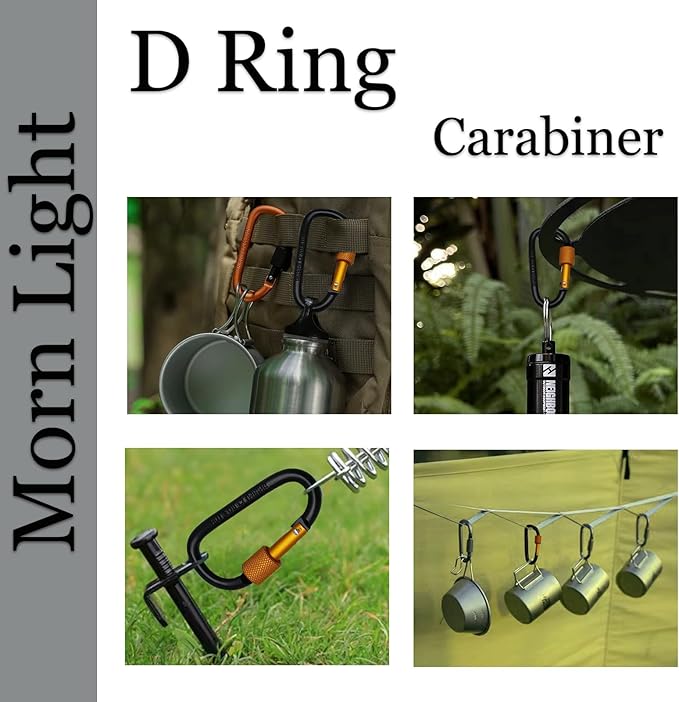 6 Pack Small Locking Carabiner, 3 Inch Aluminum D-Shape Snap Hook with Screw Gate for Hiking, Camping, Fishing&Backpack(Not for Climbing)