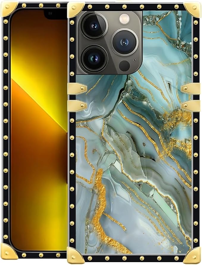 Compatible with iPhone 13 Pro Max Case, Golden Texture Marble Veining Luxury Golden Decoration for Girl Women Soft TPU Shockproof Protective Hard PC Back for iPhone 13 Pro Max