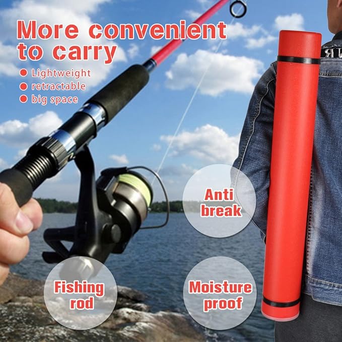 DEWEL Document Tube,Plastic Expanding Poster/Art/Document Storage Tube 24.5 to 40 inches Adjustable with Carrying Strap Waterproof and Light-Resistance Telescoping Carrying Case (Red-Large Size)