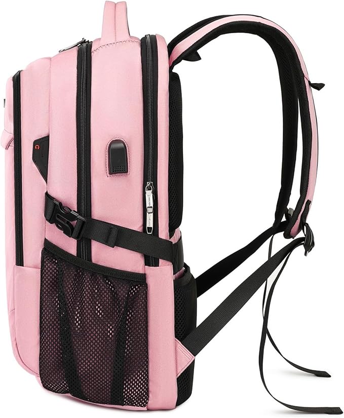 DUSLANG 17 Inch Laptop Backpack for Travel Water Resistant College Backpack for Women Laptop Bag with USB Charging Port,Pink A