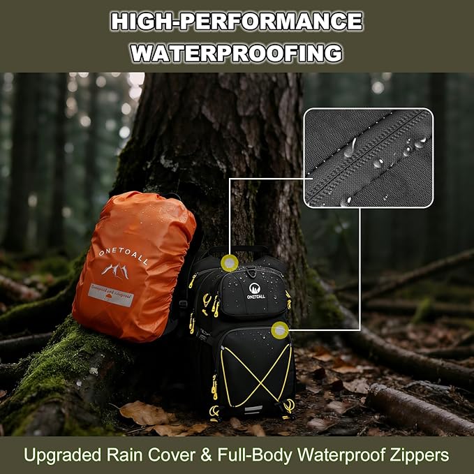 Hydration Backpack 22L, Hiking Backpack with 2L Leakproof Bladder, Sewn-in Rain Cover, Insulated Compartment for Men & Women Running, Cycling, Camping