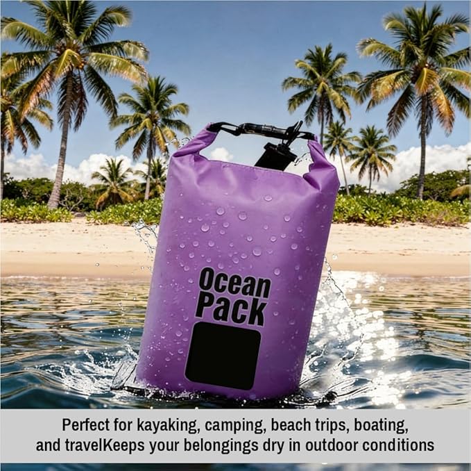 Waterproof Dry Bag Set of 3 – Roll Top Waterproof Bags 2L 5L 10L – 500D PVC Floating Dry Bags for Kayaking, Camping, Beach and Travel – Lightweight Compression Design