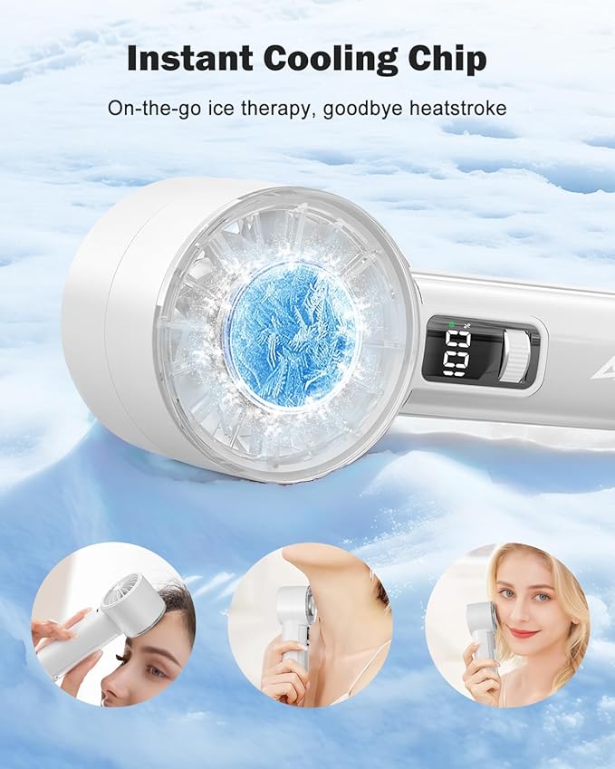 AMACOOL Handheld Fan with Ice Cooler, Mothers Day Gifts for Mom Her Women Girl, Mini Portable Cooling Fan, Small Yet Powerful, Personal Hand Fans for Men Travel Essentials Beach Outdoor Makeup