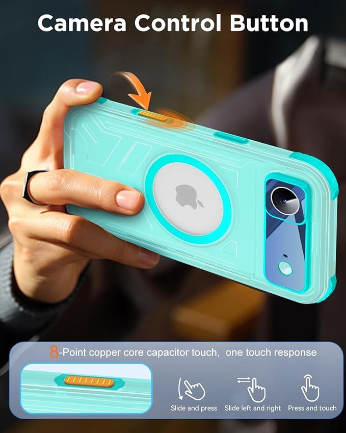 for iPhone Air Waterproof Case with Magsafe, Built-in [Camera & Screen Protector] [Lanyard], IP68 Water Proof Full Body Dustproof Heavy Duty Frosted Protective Phone Cover, 6.7" Teal