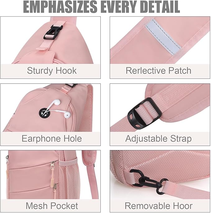 Pritent Crossbody Bags for Women Men Trendy Sling Bag Backpack Casual Chest Bag with Convertible Shoulder Strap