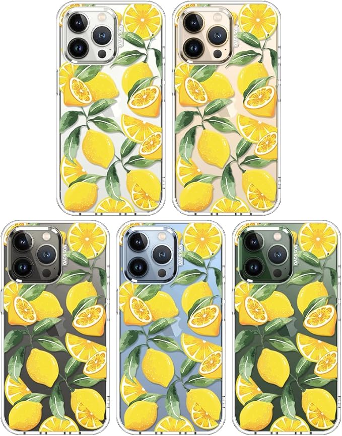 MOSNOVO Case for iPhone 13 Pro, [Buffertech 6.6ft Military-Grade Drop Protection] [Anti Peel Off Tech] Clear TPU Bumper Phone Case Cover Design - Lemon
