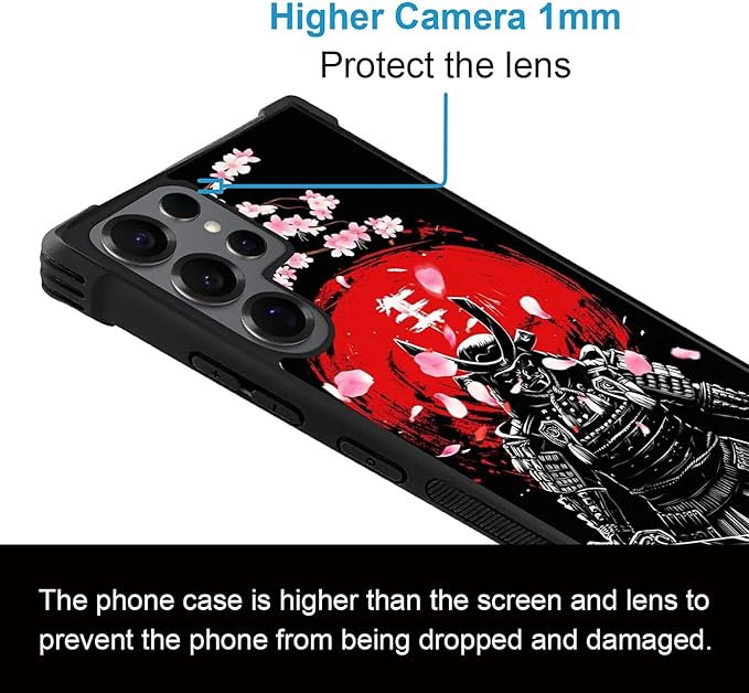 for Samsung Galaxy S25 Ultra Case,Graphic Design for Girl Boy Soft Silicone Hard Acrylic Shock Protection Designed for Samsung Galaxy S25 Ultra Sakura Japanese Samurai Pattern