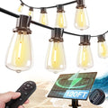 addlon 120FT(114+6) Solar String Lights Outdoor, Waterproof Solar Powered Outside Lights with Remote & USB Port, ST38 LED Shatterproof Bulbs, Dimmable Solar Light for Camping Backyard Porch