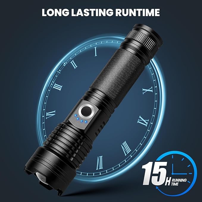 Rechargeable Flashlights 3 Pack - 990,000 Lumens Super Bright LED Powerful Flashlight, 5 Light Modes, Fast Charging, IPX7 Waterproof for Camping Home (L-3P)