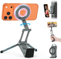 OMOTON TP02 360°Rotating for MagSafe Tripod Mount, Adjustable Aluminum Magnetic Phone Tripod for iPhone 17/16/15/14 Pro Max Air, Foldable Cell Phone Stand Fits Vlog, Gym, Travel Essentials, Gray