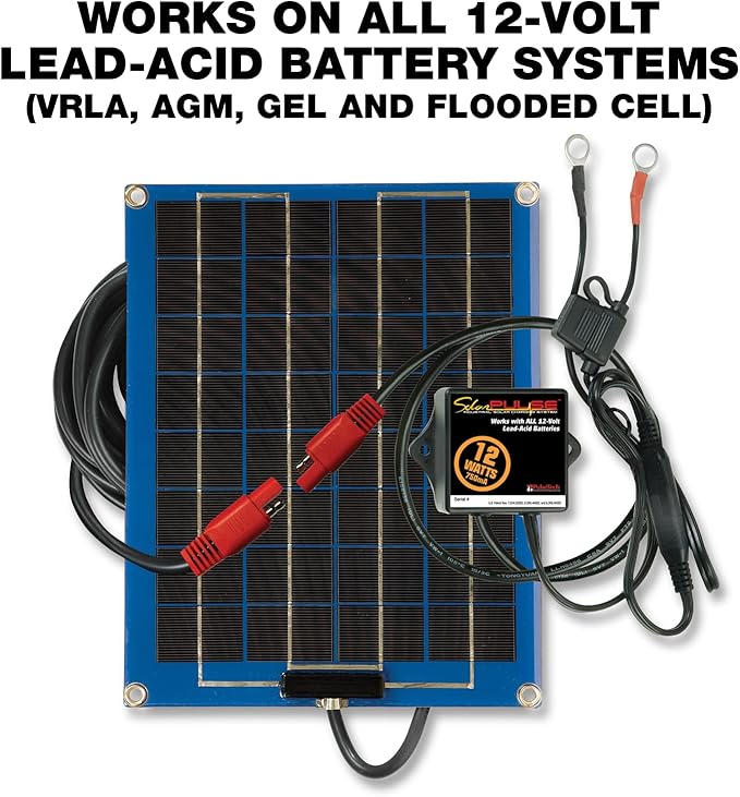 PulseTech SolarPulse SP-12 Solar Battery Charger Maintainer, 12 Watt, Blue