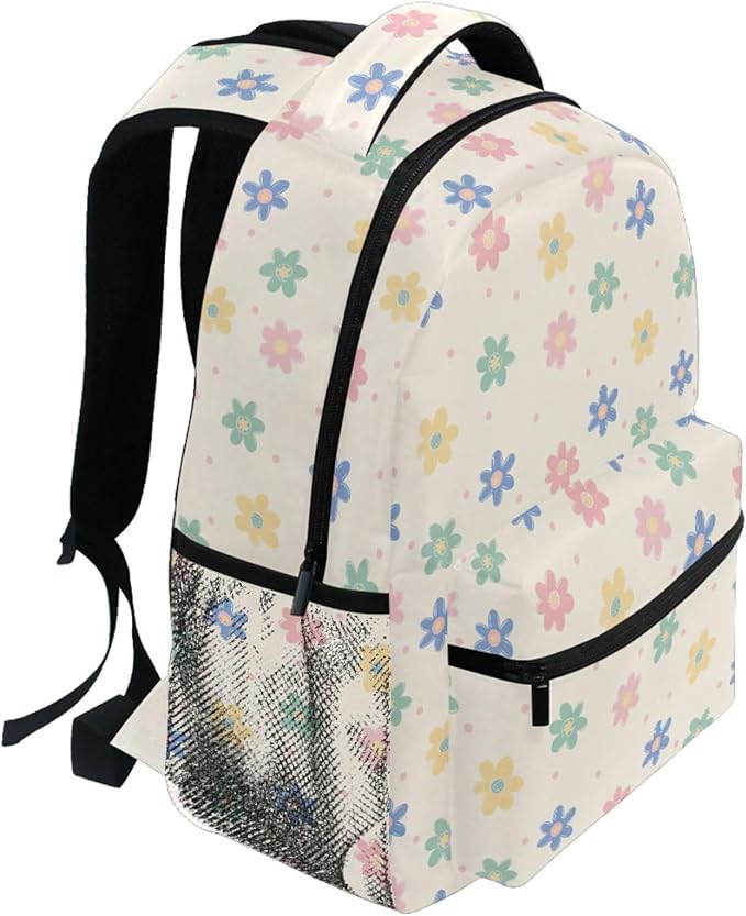 Wamika Daisy Flowers Kids Backpack Floral Orange Chamomile School Backpacks Boys Girls Preschool Book Bag