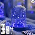ZSJWL 6 Pack Rechargeable Fairy Lights with Remote & DIY Timer, 7Ft 20LED Mini Battery String Light, Twinkle Silver Copper Wire Lights for Wedding Party Bedroom Christmas Table Decoration (Blue)