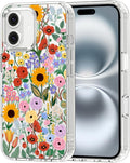 MOSNOVO Case for iPhone 16 Plus, [Buffertech 6.6ft Military-Grade Drop Protection] [Anti Peel Off Tech] Clear TPU Bumper Phone Case Cover Design - Blossom & Bloom