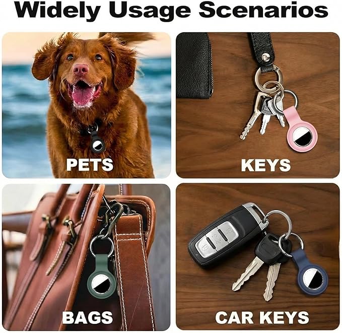 Linsaner [4 Pack] Holder for AirTag 2nd Gen (2026) & 1st Gen, Silicone Case Keychain Key Ring, Protective Cover for Apple for Air Tags, GPS Finder Accessories, Pink/Hot Pink/Deep Purple/Red