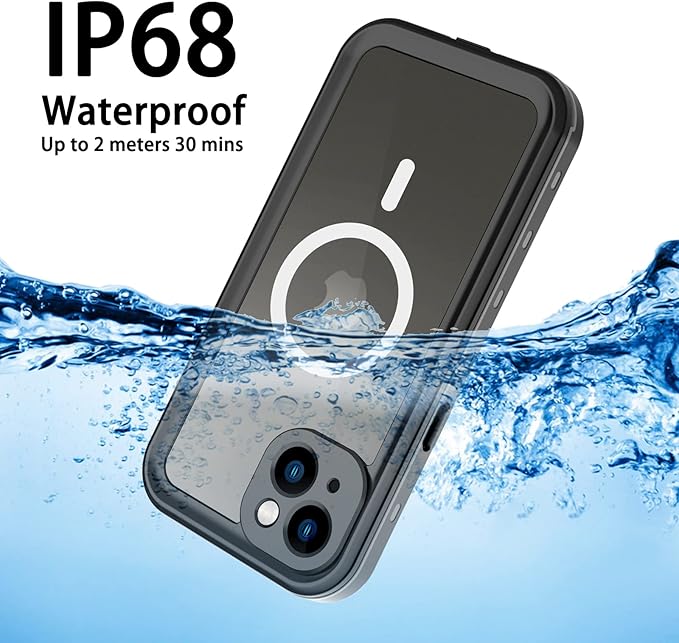 Waterproof Phone Case Compatible with iPhone 13, IP68 Waterproof Shockproof Dust-Proof Phone Case with Built in Screen Protector, Full Body Protective Case (Clear, iPhone 13)