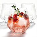 Maaacute 40 Pack Plastic Stemless Wine cocktail Whiskey Champagne Glasses, 12 Oz Disposable Clear Unbreakable Cups for Party Bars Wedding Tasting (Diamond-shaped)