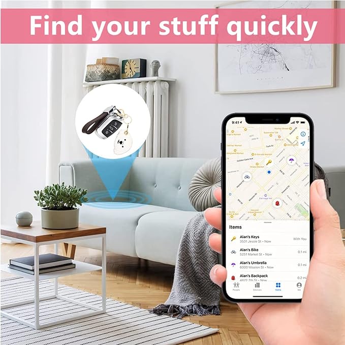 Leather Keychain Holder Case Compatible with AirTag,Cute air tag Cover with Keychain Ring,GPS Tracker Case for Keys