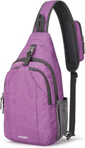 G4Free Sling Chest Bag RFID Crossbody Backpack Shoulder Bag with Earphone Hole, Light Purple, Small, daypack backpack