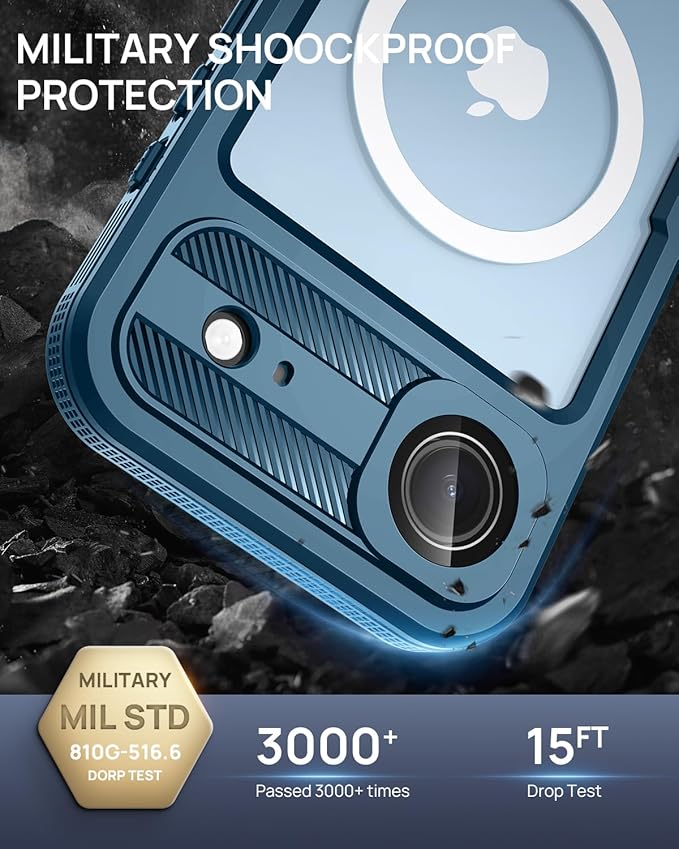 Lanhiem Magnetic for iPhone Air Phone Case, IP68 Waterproof Dustproof Phone, Compatible with Magsafe, Built-in Screen Protector, Full Body, Heavy Duty, Rugged Phone 17 Air Cover, 6.5 inch, Blue