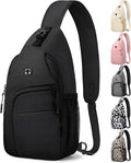 Pritent Crossbody Bags for Women Man Waterproof Sling Bag Backpack Trendy Casual Cross Body Bag with Convertible Shoulder Strap Chest Bag for Camping Hiking Travel Essentials (Black, Large)