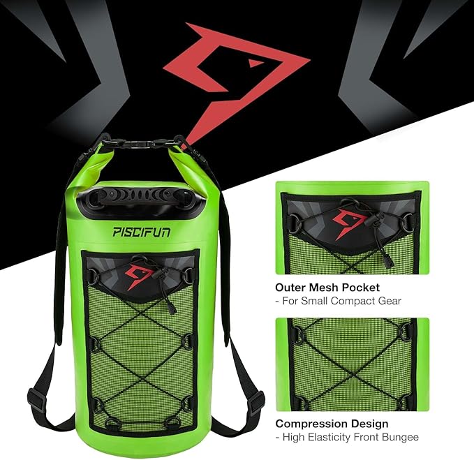 Piscifun Dry Bag, Waterproof Floating Backpack 10L/20L/30L/40L with Waterproof Phone Case for Boating, Kayaking, Fishing