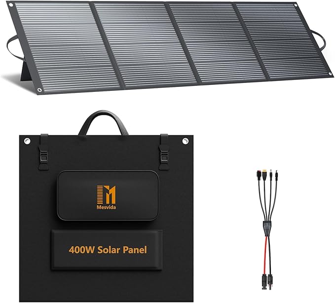 400 Watt Portable Solar Panel IP68 Waterproof ETFE 41V MC4 Output Solar Panels Foldable for Power Stations Solar Generator Camping Off-Grid RV Emergency Backup Hurricane