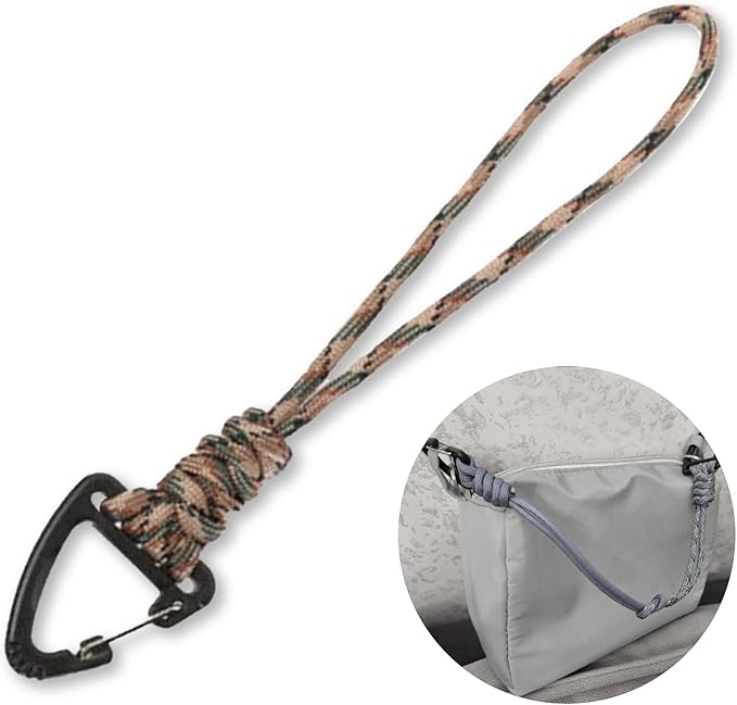 3-Pack Tactical Paracord Carabiner Keychain – Adjustable Rope Lanyard with Triangle Clip for Outdoor Survival, Camping, Hiking, EDC & Fishing Gear Accessories