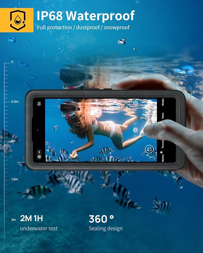 Lanhiem Pixel 10 Pro Case, IP68 Waterproof Dustproof Case with Built-in Screen Protector, Rugged Full Body Shockproof Protective Clear Cover for Google Pixel 10 Pro 6.3 Inch, Black
