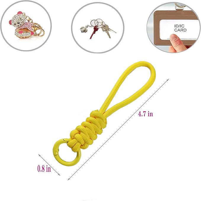 Colorful Braided Paracord Keychain, 12cm Length, Multi-Color Pack with Ring, Decorative Woven Rope Strap