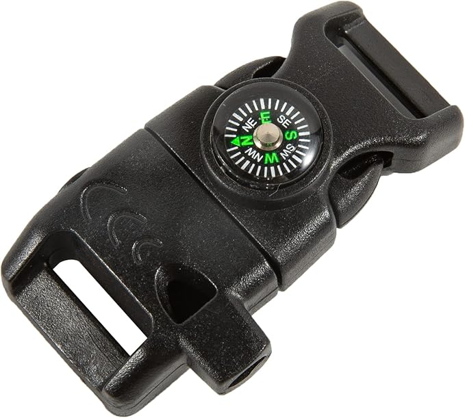 10 PCS Emergency Whistle Buckle come with Compass & Fire Starter & Flint Scraper for Outdoor Camping Paracord Bracelet (black)