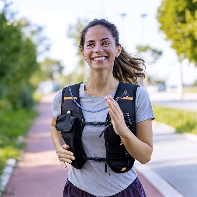 Lightweight Hydration Backpack with 2L Hydration Bladder & Compass & Whistle, Touch Phone Pocket, Breathable Reflective Hydro Water Backpack for Hiking Cycling Running Hydration Pack for Men Women