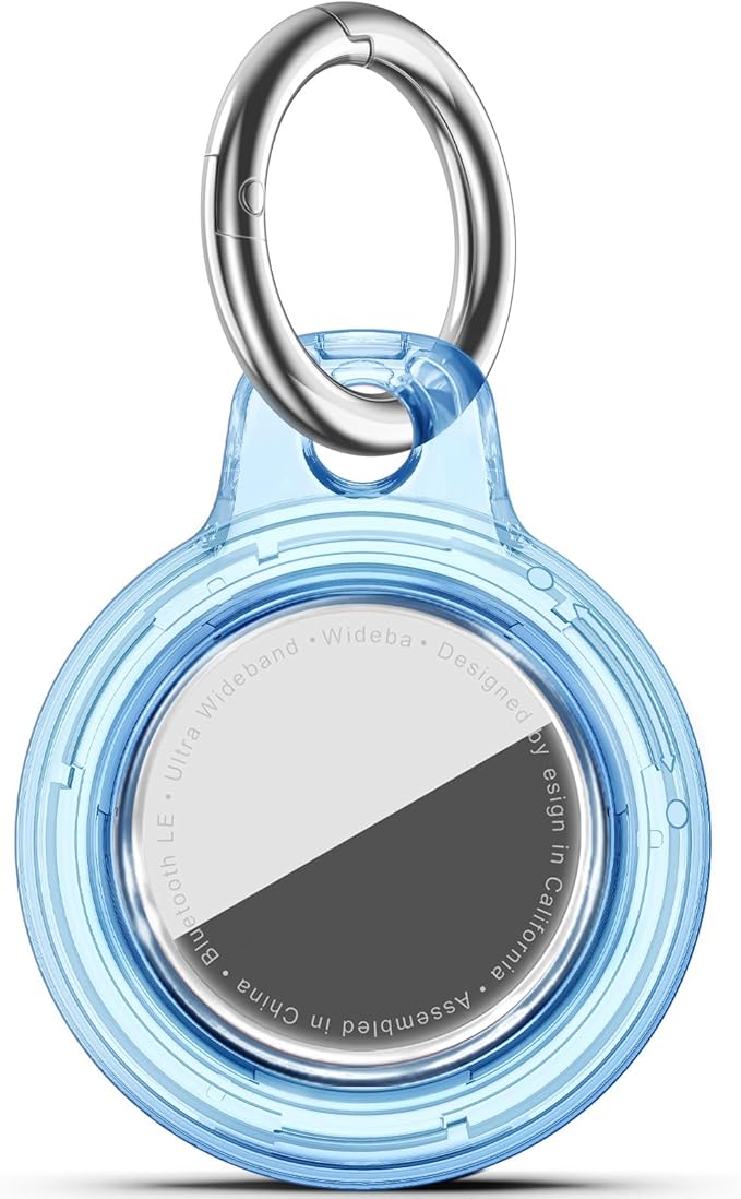 for Apple AirTag 2nd & 1st Gen, Waterproof Case for AirTag Holder Keychain,GPS Tracker Cover for Dog,Car Key,Luggage-E45-Clear Blue
