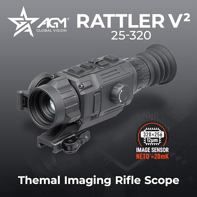 AGM Global Vision Rattler V2 Thermal Imaging Rifle Scope for Hunting. High Resolution Thermal Scope with High Sensitivity Thermal Optics IR Vision riflescope. Waterproof & Durable Design