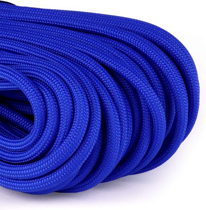 Atwood Rope MFG 550 Paracord 100 Feet 7-Strand Core Nylon Parachute Cord Outside Survival Gear Made in USA | Lanyards, Bracelets, Handle Wraps, Keychain (Royal Blue)