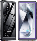 SPIDERCASE Upgraded for Samsung Galaxy S24 Ultra Case Waterproof,Built-in Screen & Camera Lens Protector[IP68 Underwater] [Military Grade Shockproof] Full Body Protection Phone Case,Purple/Clear