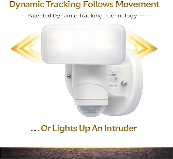 Wired Motion Security Light with Dynamic Tracking Technology, 2000 Lumens LED, 240° Sensor, White, 50 ft Range