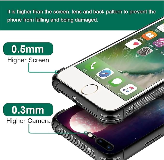 for iPhone 7 Plus/8 Plus Case, Star Two Wolfs Howling Pattern Graphic Design Girl Boy Soft Silicone Hard Acrylic Shock Protection for iPhone 7 Plus/8 Plus