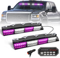 HLauto 604N Emergency Dash Strobe Lights: 2x16.8 inch Purple White Security Light w/Take Down, 48 LED Safety Flashing Warning Hazard Interior Windshield Light Bar for Truck Vehicle