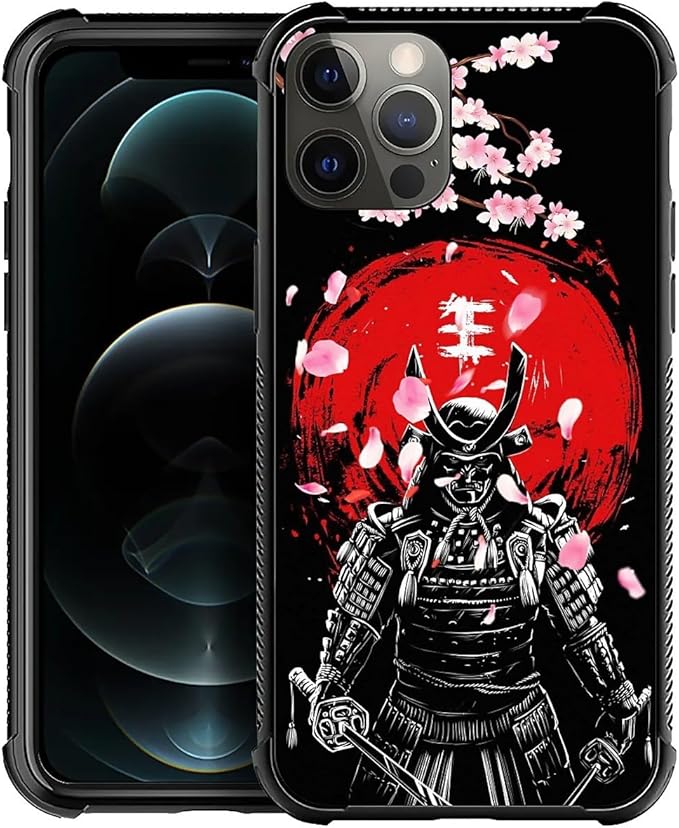 for iPhone 11 Pro Max Case, Sakura Japanese Samurai Pattern Graphic Design Girl Boy Soft Silicone Hard Acrylic Shock Protection for iPhone 11 Pro Max