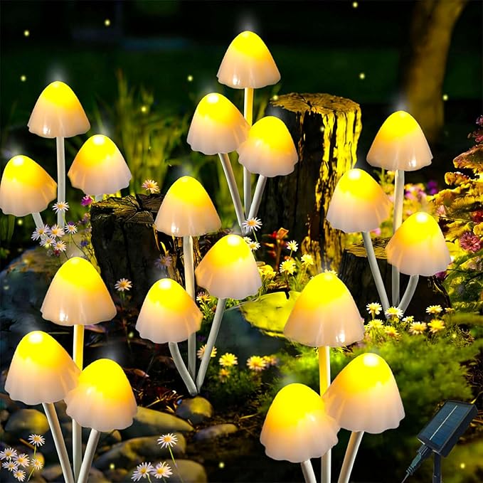 Solar Mushroom Lights for Outside, 6Pack 18 LED Mushrooms with 8 Lighting Modes, Unique Mushroom Garden Decor Gifts, Cute Mushroom Solar Lights Outdoor Garden for Path,Landscape,Yard,Patio,Lawn Decor