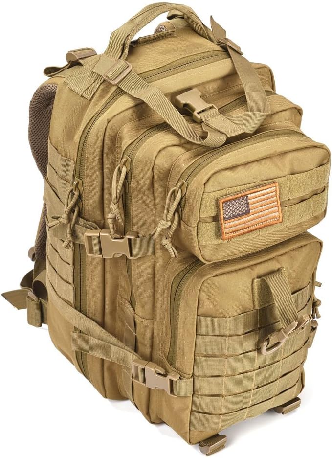 REEBOW GEAR Tactical Backpack for Men Army Molle Military Style Assault Pack Bug Bag Backpacks Daypack (34L Tan)